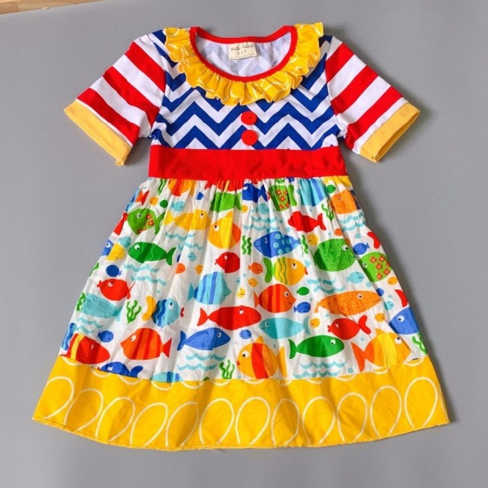 Boutique Fish Under Sea Ocean Short Sleeve Dress